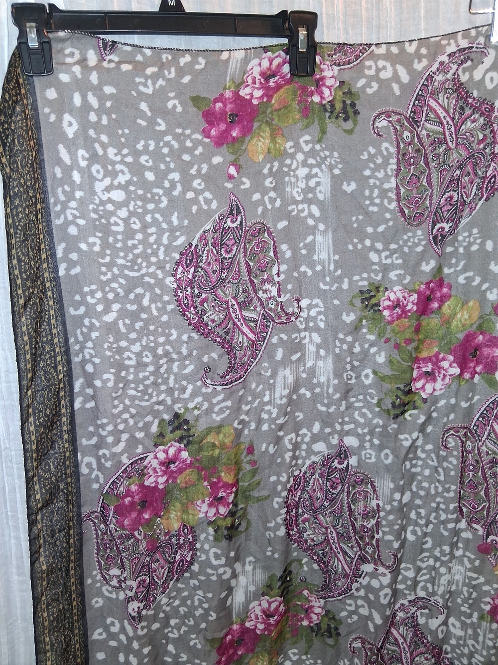 Light Floral Paisley Scarf with Pink Accents - Picture 5 of 5